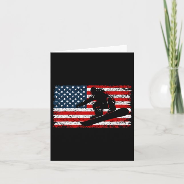Snowboarding Snowboard Patriotic Vintage American  Card (Front)