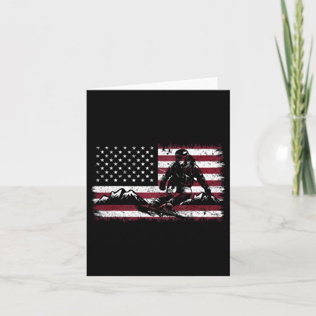 Snowboarding Snowboard Patriotic Vintage American  Card (Front)