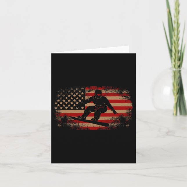 Snowboarding Snowboard Patriotic Vintage American  Card (Front)
