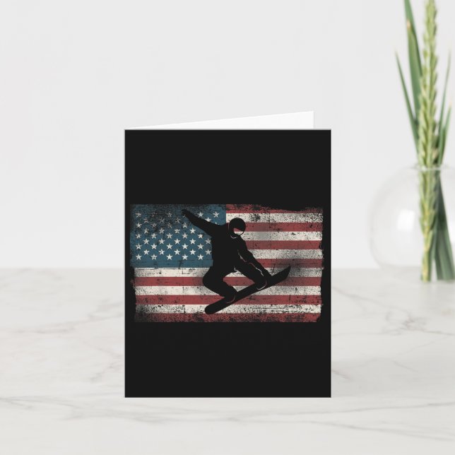 Snowboarding Snowboard Patriotic Vintage American  Card (Front)