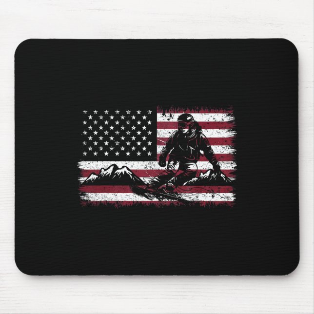 Snowboarding Snowboard Patriotic Vintage American  Mouse Mat (Front)