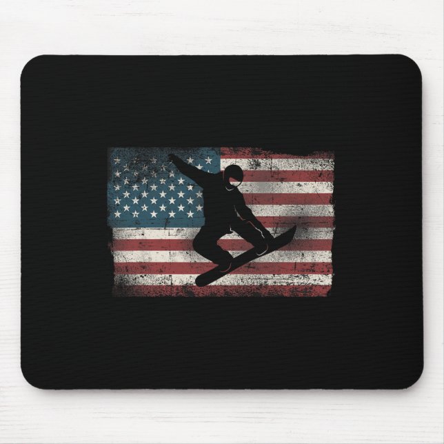 Snowboarding Snowboard Patriotic Vintage American  Mouse Mat (Front)