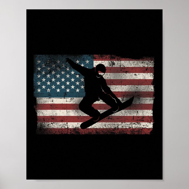 Snowboarding Snowboard Patriotic Vintage American  Poster (Front)