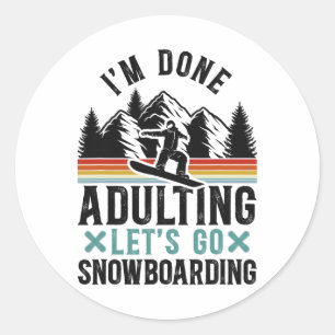 Snowboarding Snowboard Retro 3 Classic Round Sticker