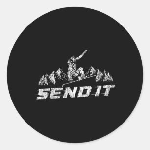 Snowboarding Snowboard Send It Classic Round Sticker