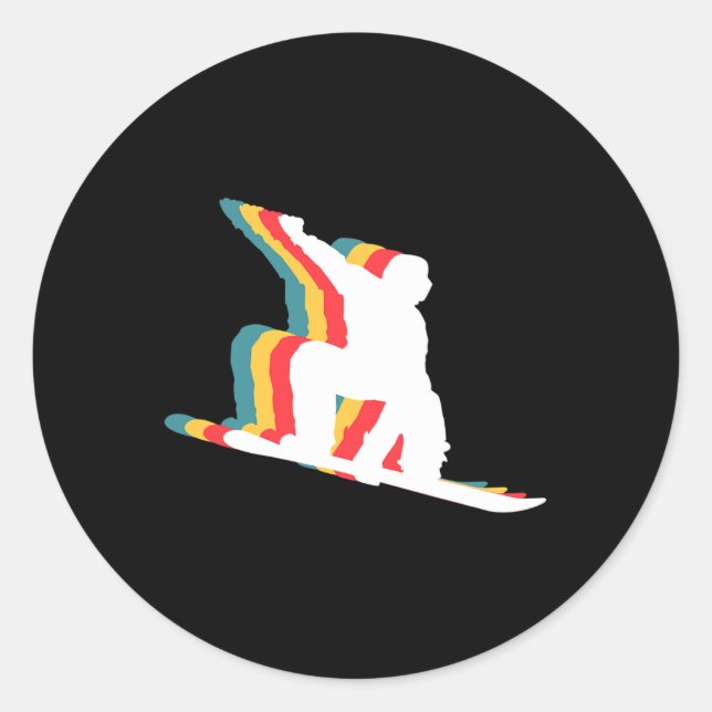 Snowboarding Snowboard Snowboarder Retro  Classic Round Sticker (Front)