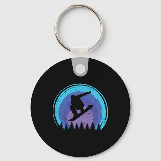 Snowboarding Snowboard Snowboarder Silhouette Grun Key Ring (Front)