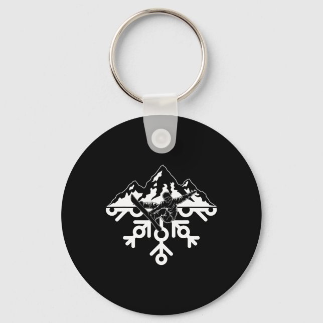 Snowboarding Snowboard Snowflake  Key Ring (Front)