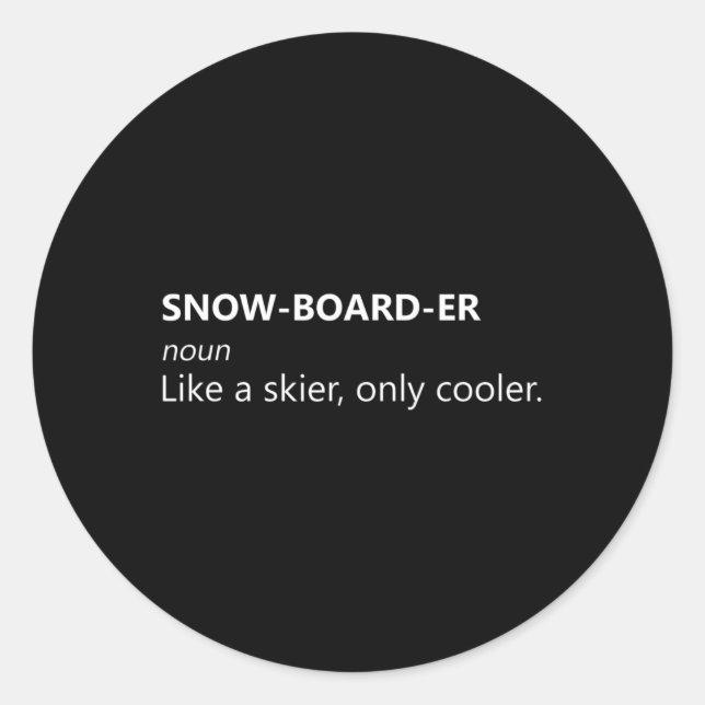 Snowboarding Snowboard Tee Snowboarder Definition  Classic Round Sticker (Front)