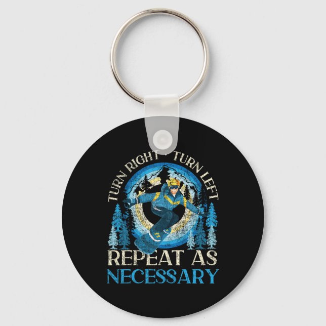 Snowboarding Snowboard Turn Right Turn Left Repeat Key Ring (Front)
