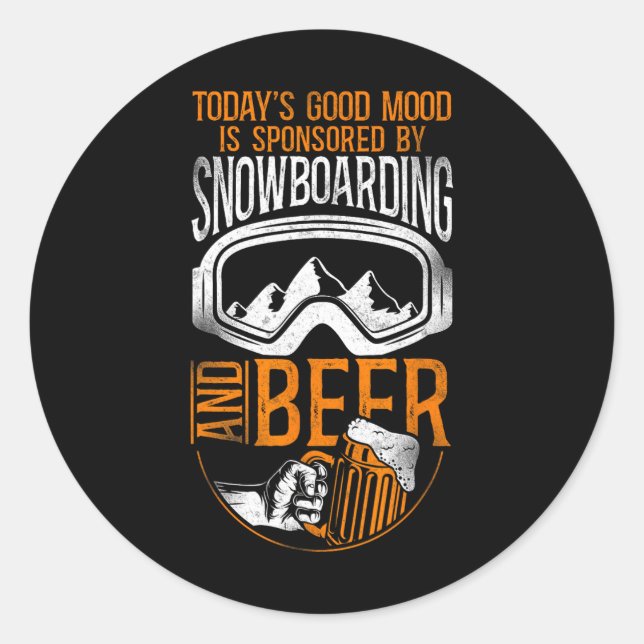 Snowboarding Snowboard Vintage Beer  Classic Round Sticker (Front)