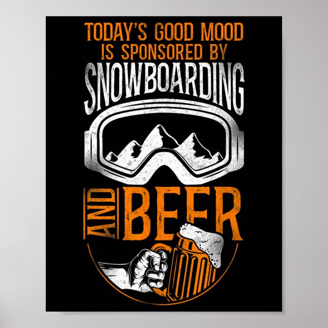 Snowboarding Snowboard Vintage Beer  Poster (Front)
