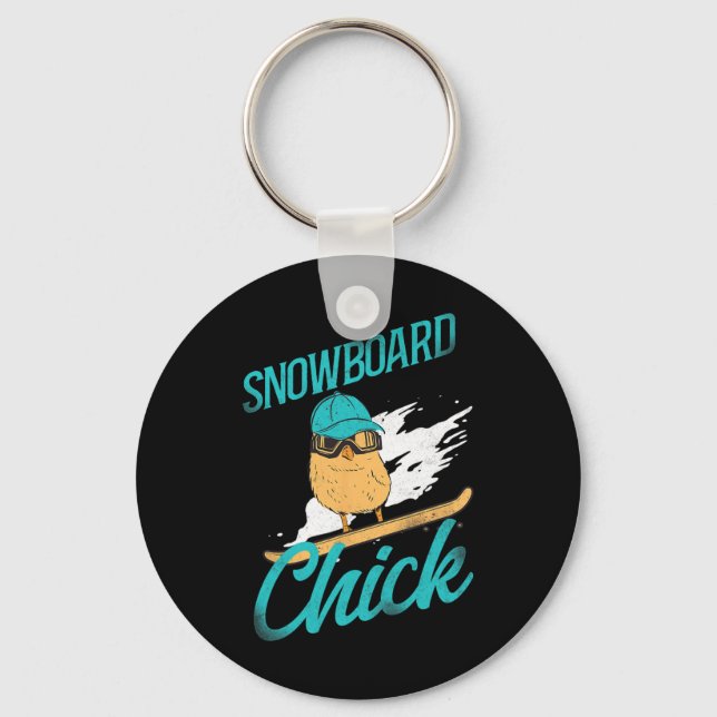 Snowboarding Snowboard Vintage Chicken Chick  Key Ring (Front)