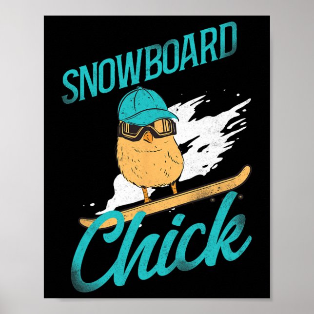 Snowboarding Snowboard Vintage Chicken Chick  Poster (Front)