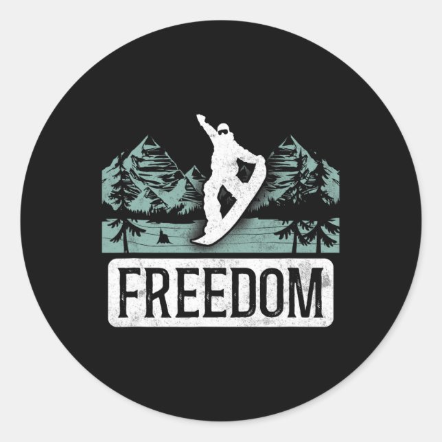 Snowboarding Snowboard Vintage Freedom  Classic Round Sticker (Front)