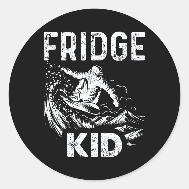 Snowboarding Snowboard Vintage Fridge Kid  Classic Round Sticker (Front)