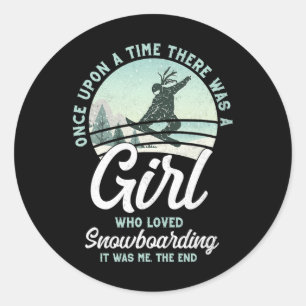Snowboarding Snowboard Vintage Girl 1 Classic Round Sticker