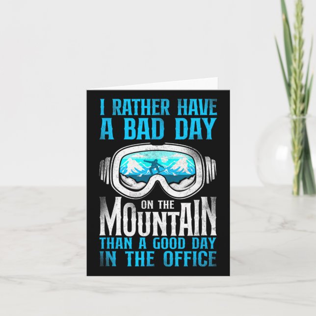 Snowboarding Snowboard Vintage Goggles Mountain  Card (Front)