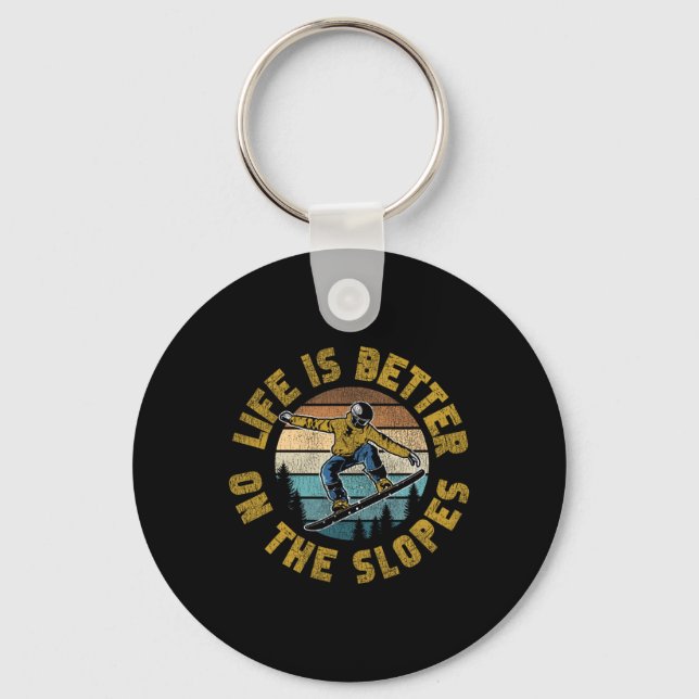 Snowboarding Snowboard Vintage Goggles Retro Life  Key Ring (Front)