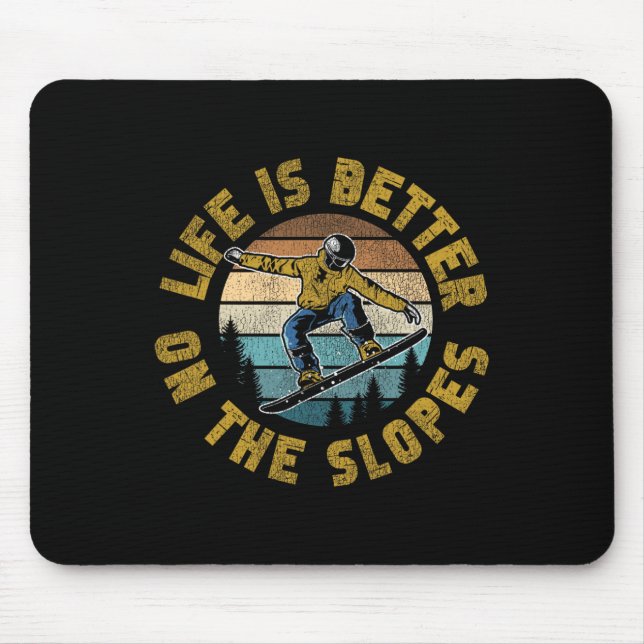 Snowboarding Snowboard Vintage Goggles Retro Life  Mouse Mat (Front)
