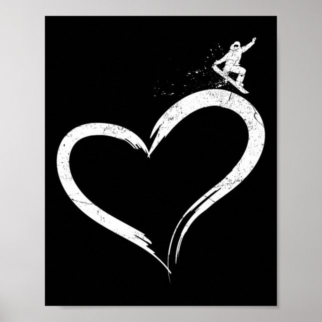 Snowboarding Snowboard Vintage Heart  Poster (Front)