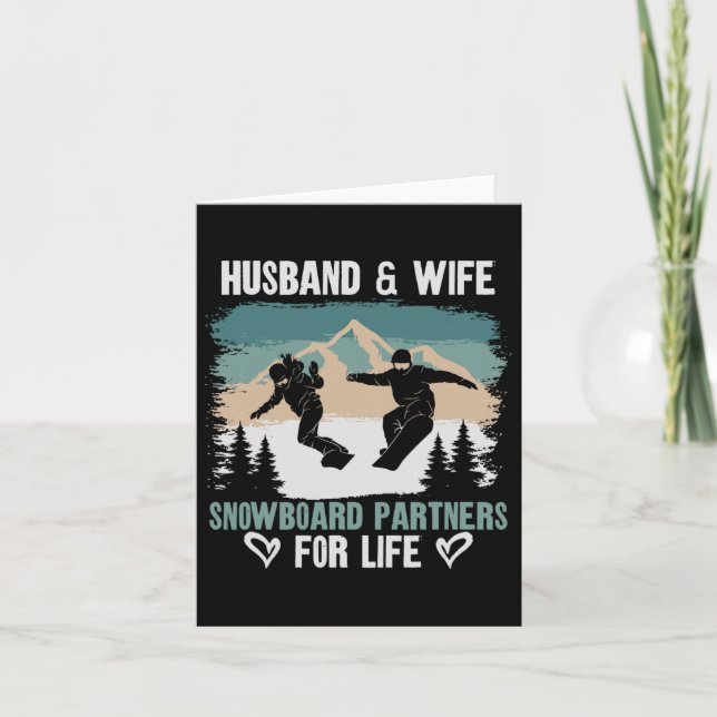 Snowboarding Snowboard Vintage Husnd Wife Marriage Card (Front)