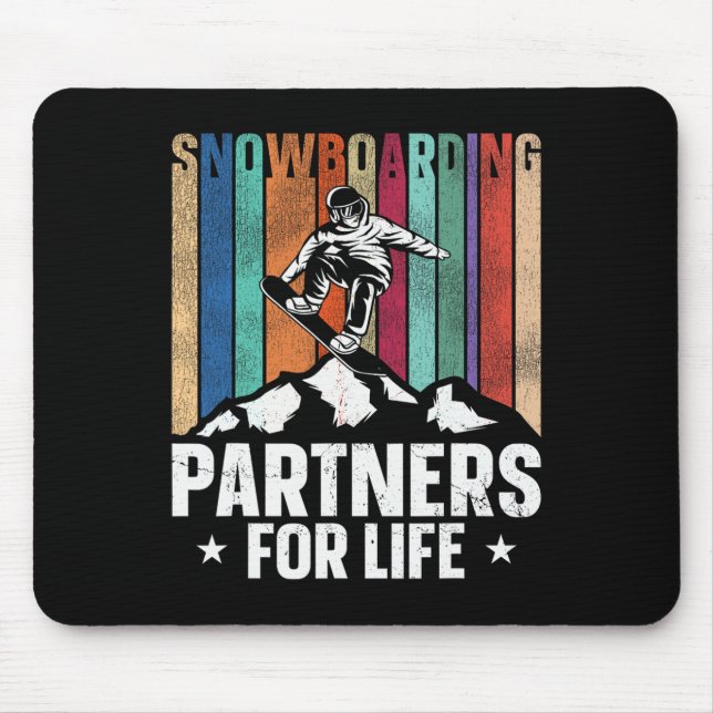 Snowboarding Snowboard Vintage Marriage Retro Wife Mouse Mat (Front)