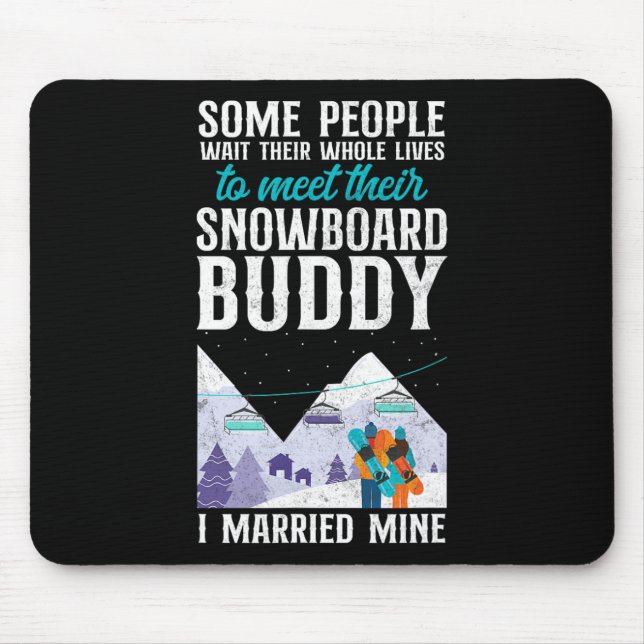 Snowboarding Snowboard Vintage Marriage Wife Buddy Mouse Mat (Front)
