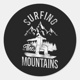 Snowboarding Snowboard Vintage Mountain 1 Classic Round Sticker