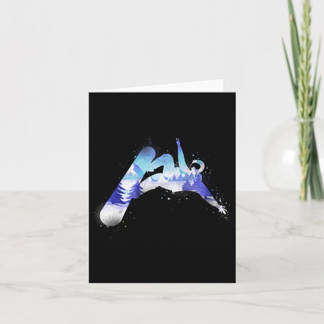 Snowboarding Snowboard Vintage Mountain  Card (Front)