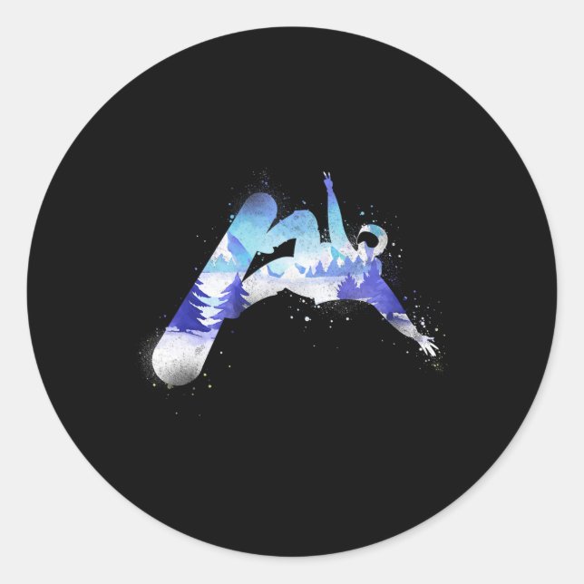 Snowboarding Snowboard Vintage Mountain  Classic Round Sticker (Front)