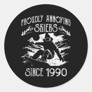 Snowboarding Snowboard Vintage Proudly Annoying Sk Classic Round Sticker