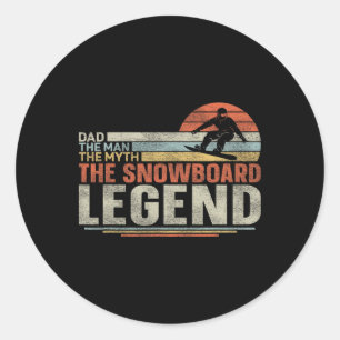Snowboarding Snowboard Vintage Retro Dad 1 Classic Round Sticker