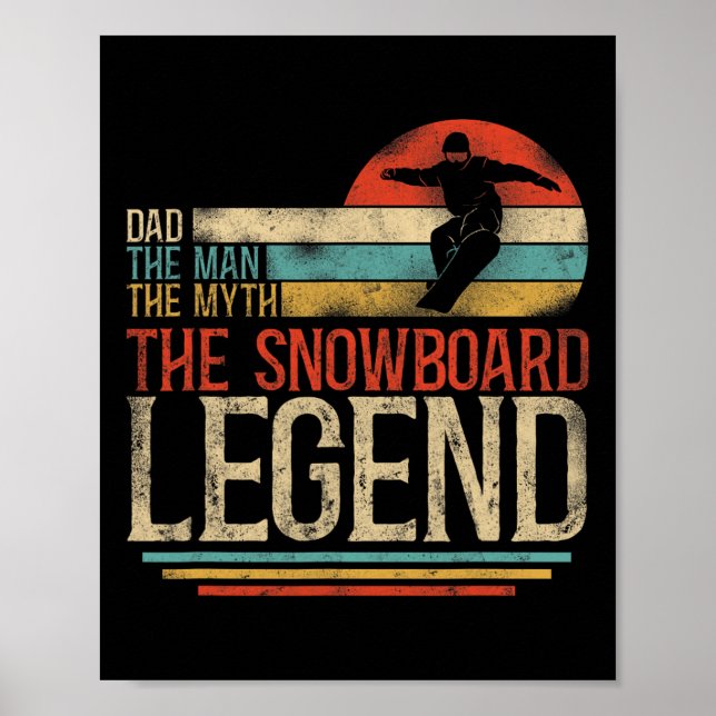 Snowboarding Snowboard Vintage Retro Dad  Poster (Front)