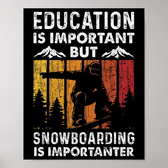 Snowboarding Snowboard Vintage Retro Education Is  Poster (Front)