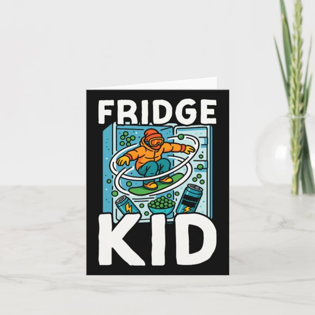 Snowboarding Snowboard Vintage Retro Fridge Kid  Card (Front)