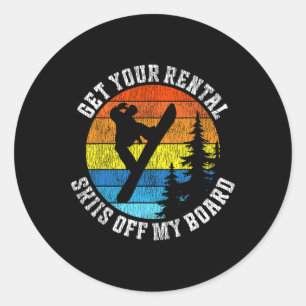 Snowboarding Snowboard Vintage Retro Get Your Rent Classic Round Sticker
