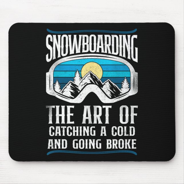 Snowboarding Snowboard Vintage Retro Goggles  Mouse Mat (Front)