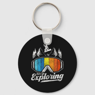 Snowboarding Snowboard Vintage Retro Let's Go Expl Key Ring