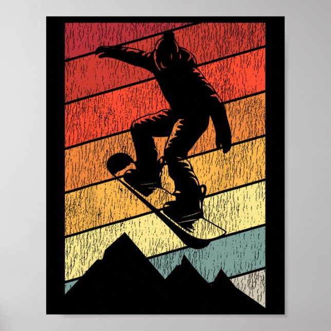 Snowboarding Snowboard Vintage Retro Mountain 1  Poster (Front)