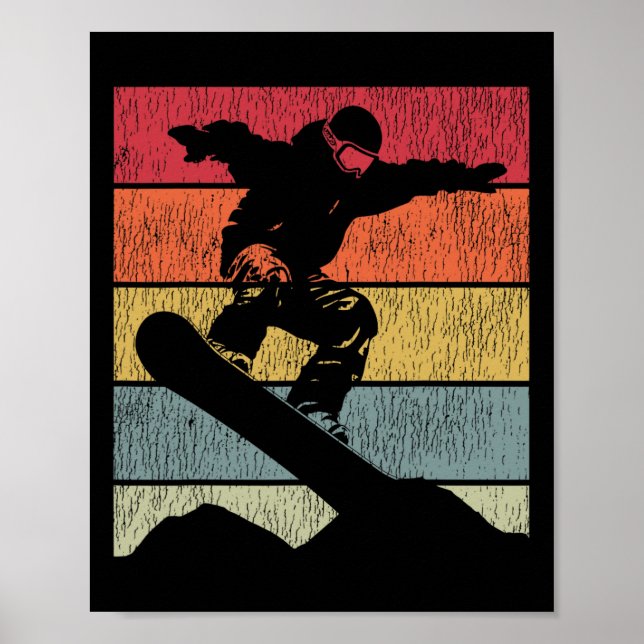 Snowboarding Snowboard Vintage Retro Mountain 2  Poster (Front)