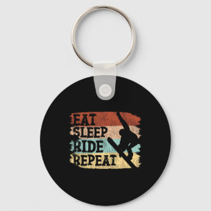 Snowboarding Snowboard Vintage Retro Ride Eat Slee Key Ring