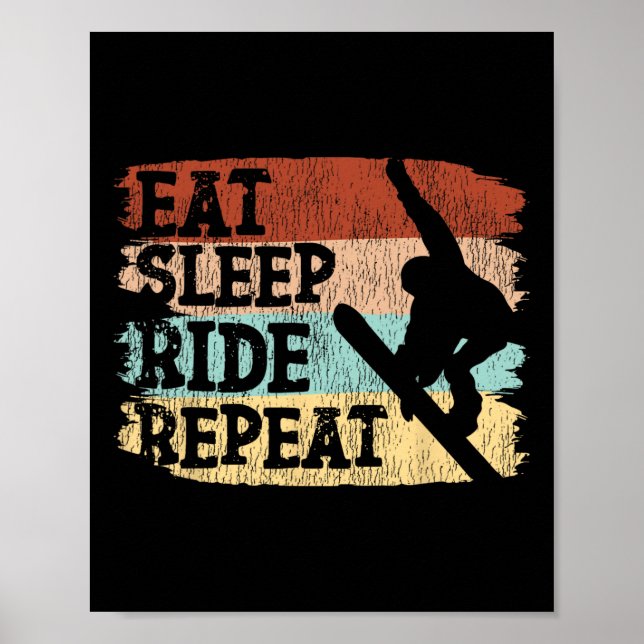 Snowboarding Snowboard Vintage Retro Ride Eat Slee Poster (Front)