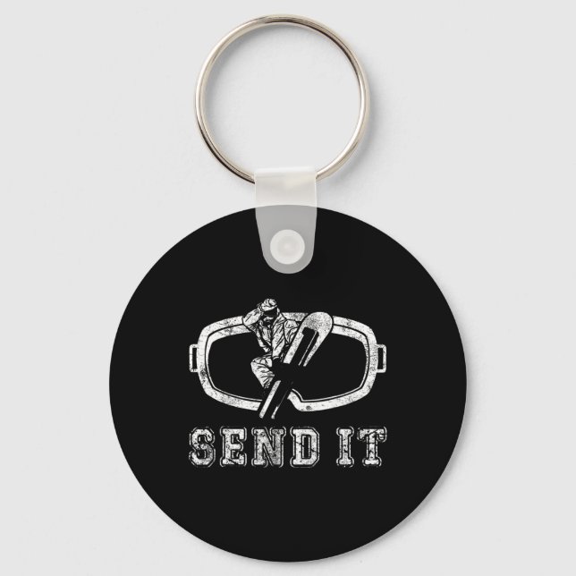 Snowboarding Snowboard Vintage Retro Send It  Key Ring (Front)
