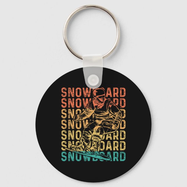 Snowboarding Snowboard Vintage Retro Snowboard  Key Ring (Front)