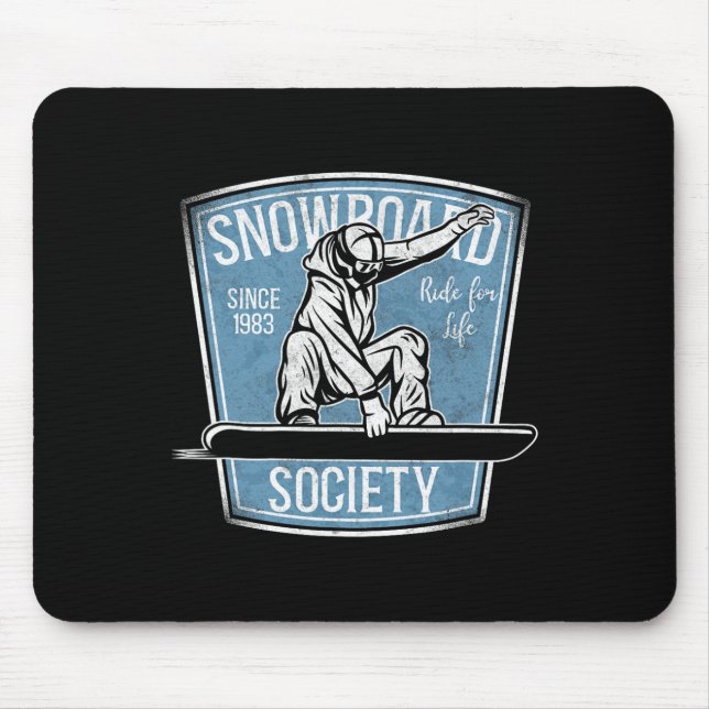 Snowboarding Snowboard Vintage Society  Mouse Mat (Front)