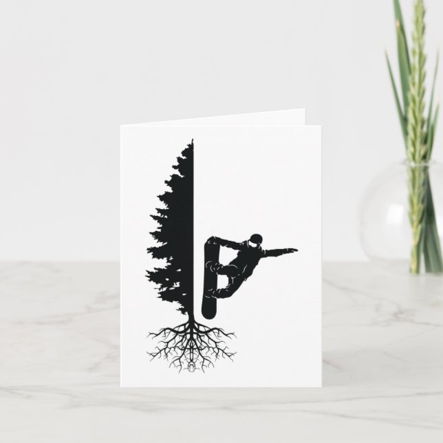 Snowboarding Snowborder Off Piste Tree 1  Card (Front)
