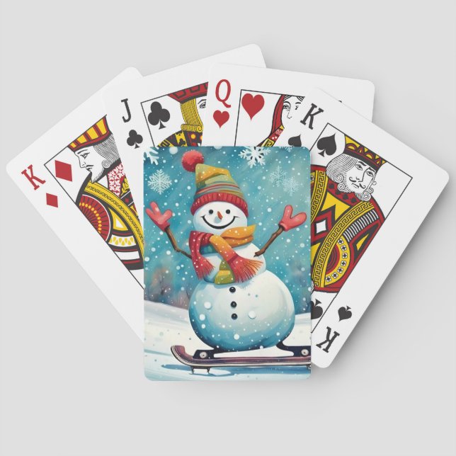 Snowboarding Snowman - Playing Cards (Back)