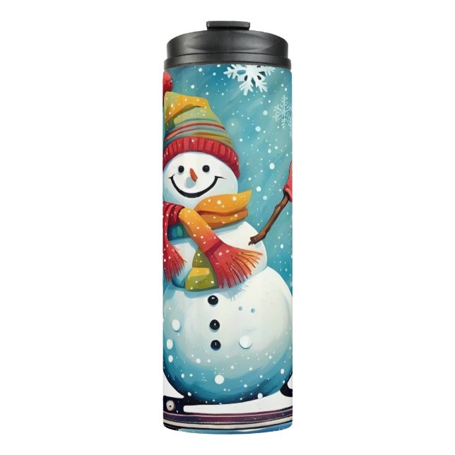 Snowboarding Snowman - Thermal Tumbler (Front)