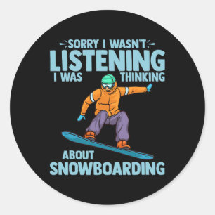 Snowboarding Sports Funny Riding Snowboard Competi Classic Round Sticker